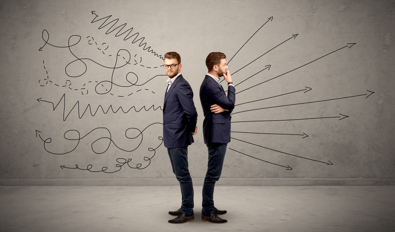 Businessman with two choices